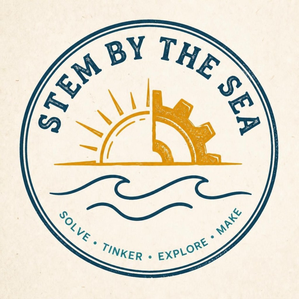 STEM by the Sea logo - Solve, Tinker, Explore, Make